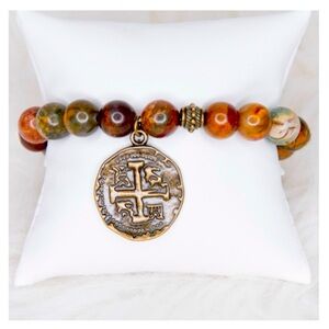 💝Boutique 🪙📿Rustic Double Sided Amulet Stretch Bracelet🪬